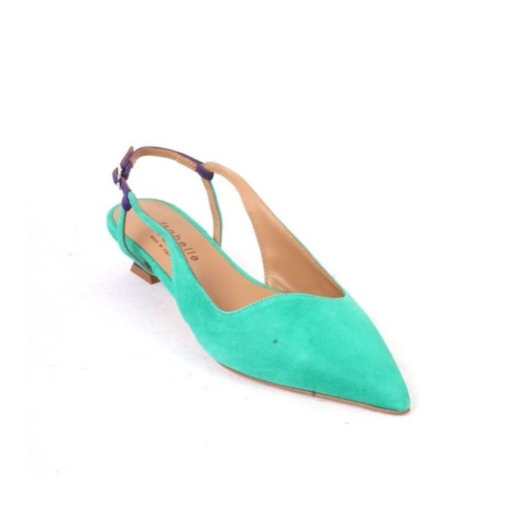 Isabelle 624a Green / Purple Suede Slingbacks Pointy Heel Pumps